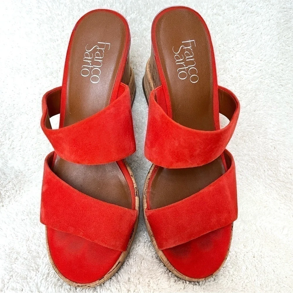 Franco Sarto Tangelo Fiore Wedge Platform Slip on Sandals 4” Cork Size 8.5 M